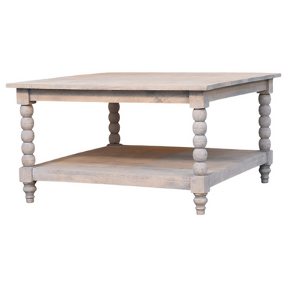 Artisan Furniture Solid Wood Barclay Acid Wash Coffee Table, 1 Shelf, Beige