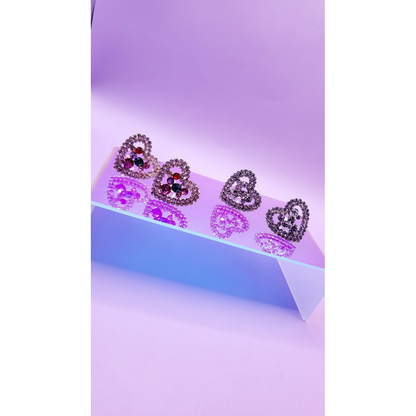 Heart Crystal Non Pierced Clip On Earrings