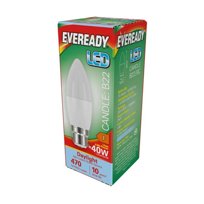S13611 Eveready LED Candle 470LM Opal B22 Pack of 5