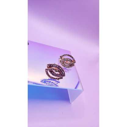 Layered Oval Crystal Non Pierced Clip On Earrings