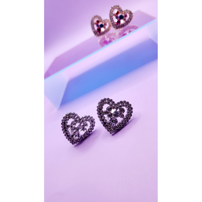 Heart Crystal Non Pierced Clip On Earrings