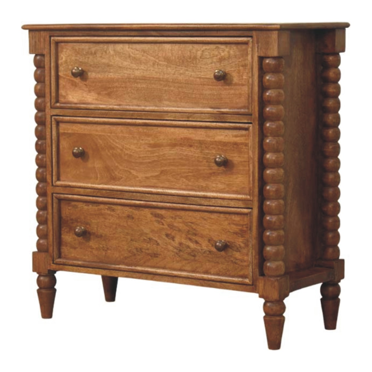 Artisan Furniture Solid Wood Spindle Chest, 3 Drawers, Brown