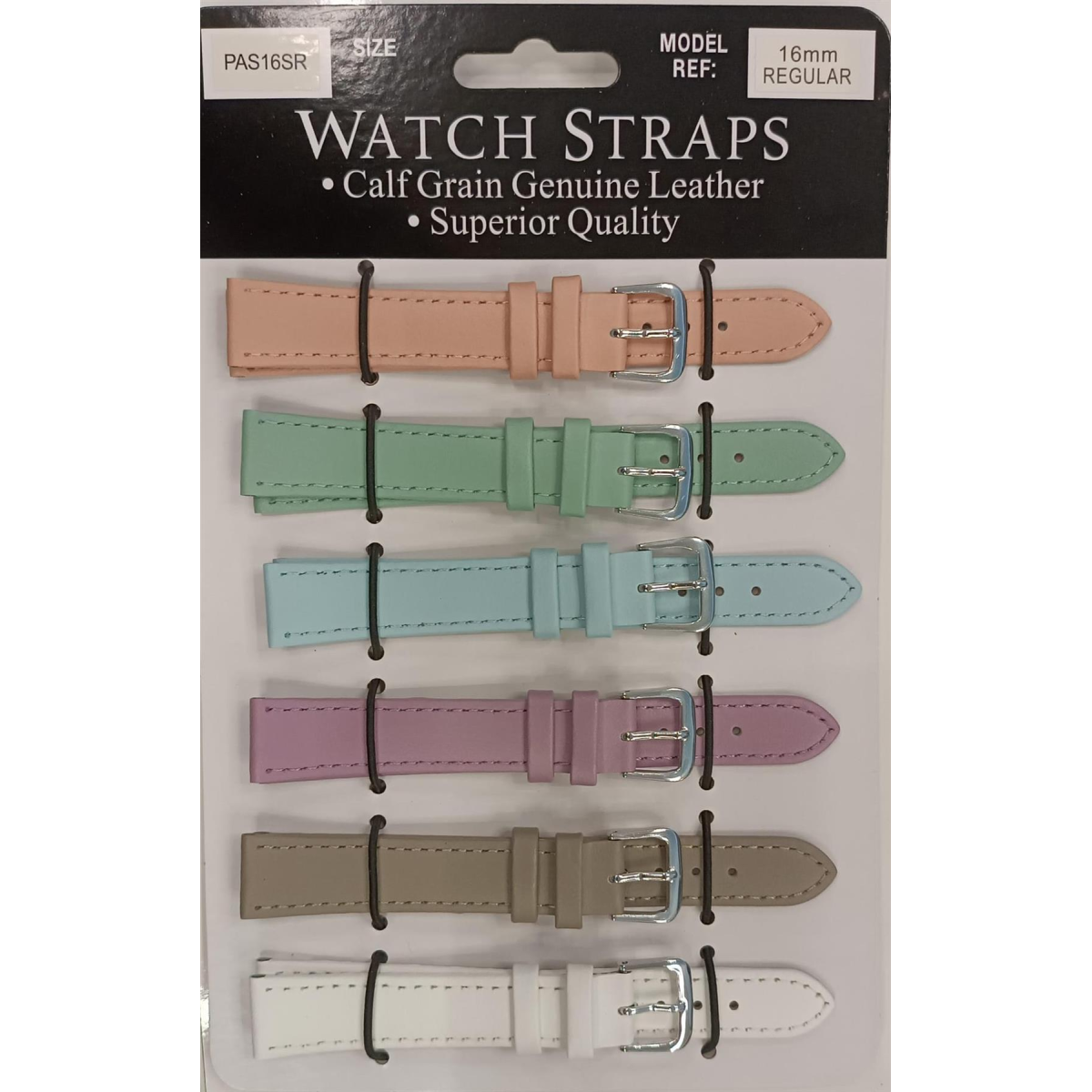 PASSR Sun Mixed Pastille Colour Calf Leather Watch Straps Regular card of 6 - Silver Buckle