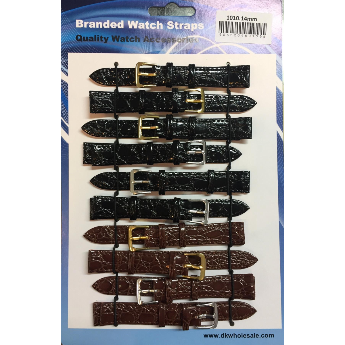 Brown/Black Leather Croc Grain Watch Straps Pk10 16mm 1010