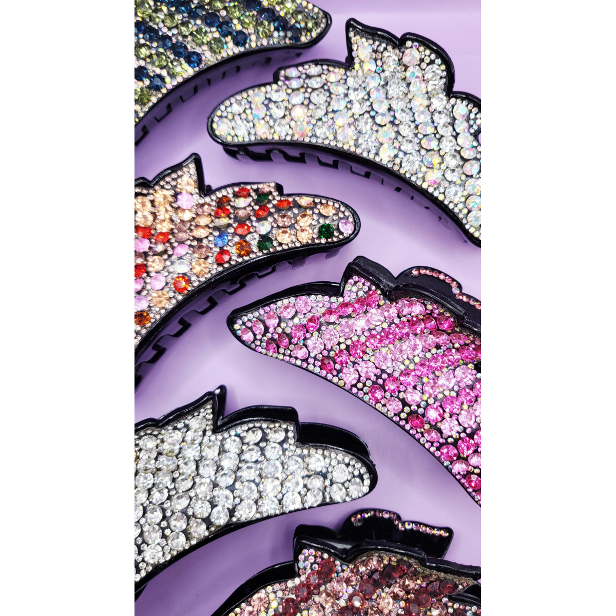 Scalloped Crystal Hair Clamps Pack of 12