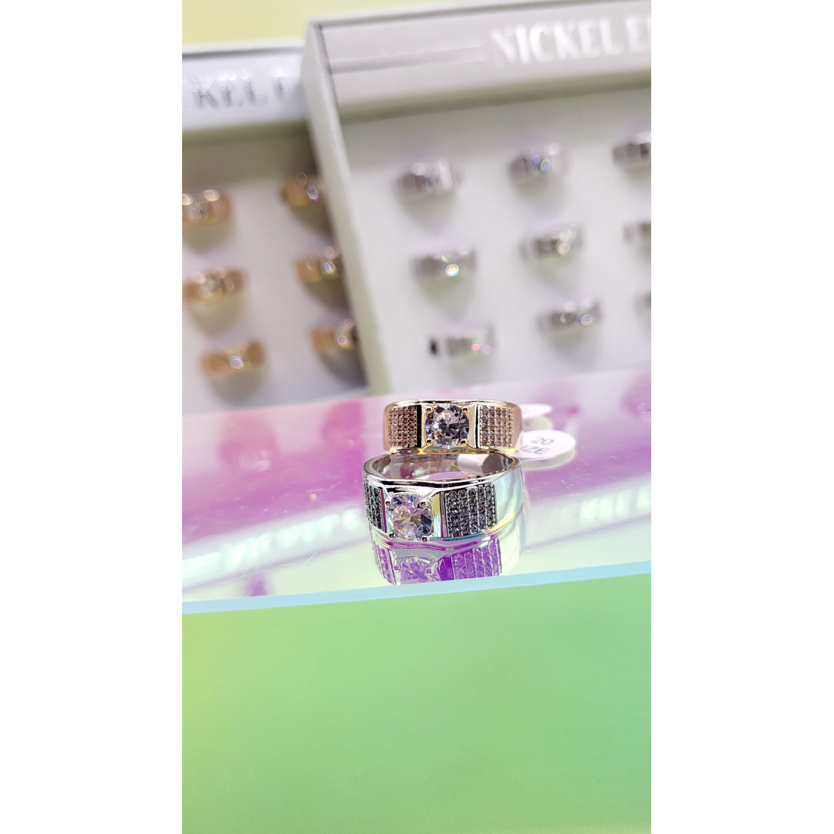 Men's Iced Out Crystal Box Set of 12 Rings