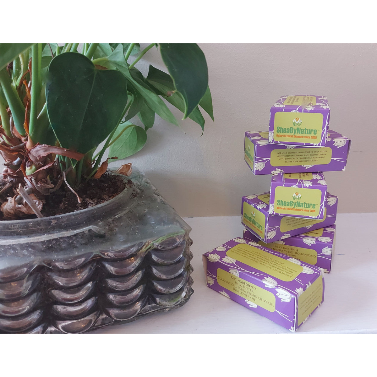 6 Bars of Country Lavender Natural Handmade Soap with Organic Unrefined, Fair Trade Shea Butter, Coconut and Olive Oil (115-135g)