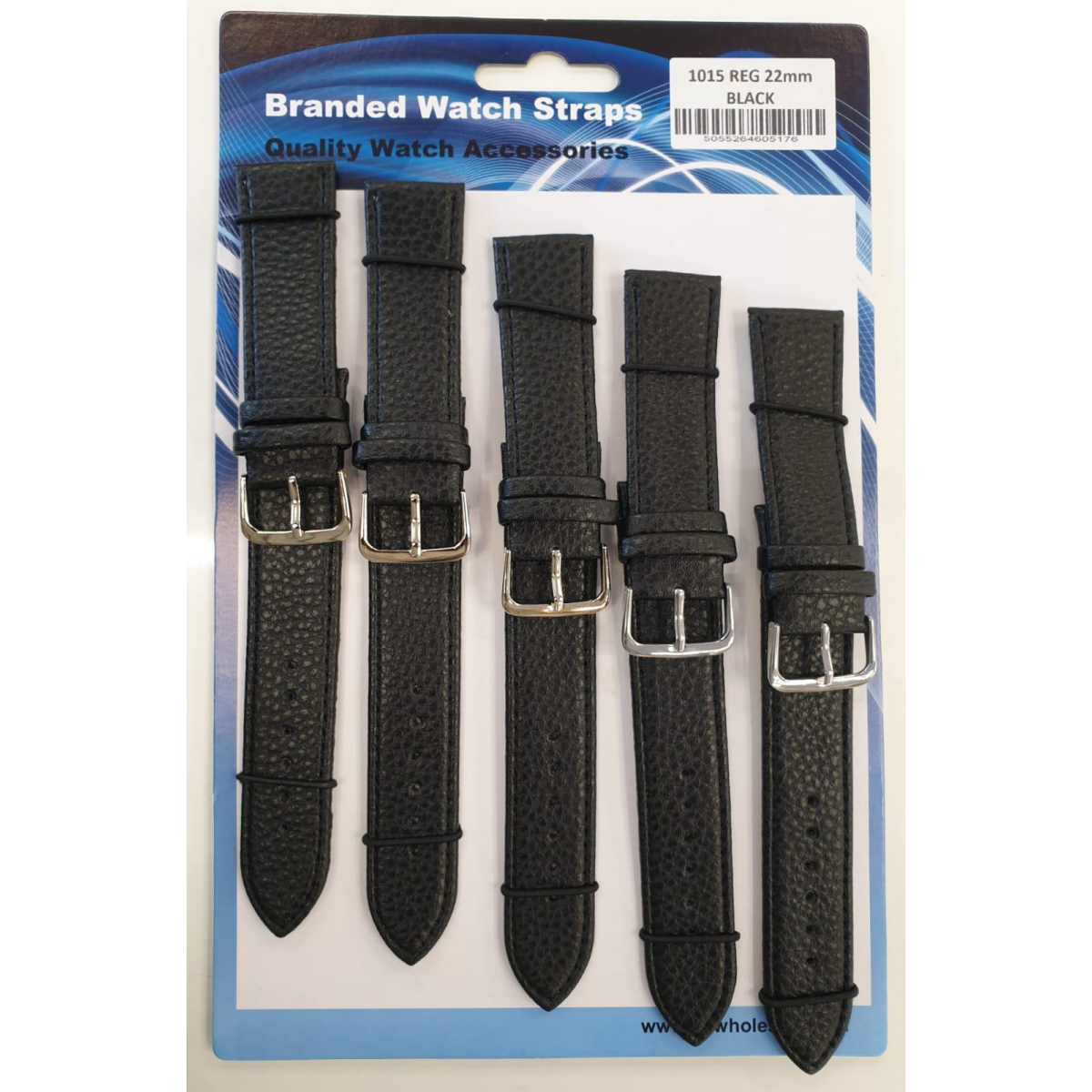Black Leather Watch Straps Pk5 size 22mm 1015BK