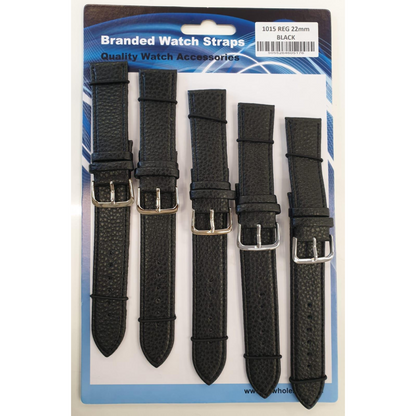 Black Leather Watch Straps Pk5 size 22mm 1015BK