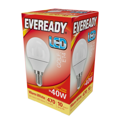 Eveready S13608 LED Golf Bulb 40w E14 (SES) 470lm 4.9W Warm White (Pack of 5)