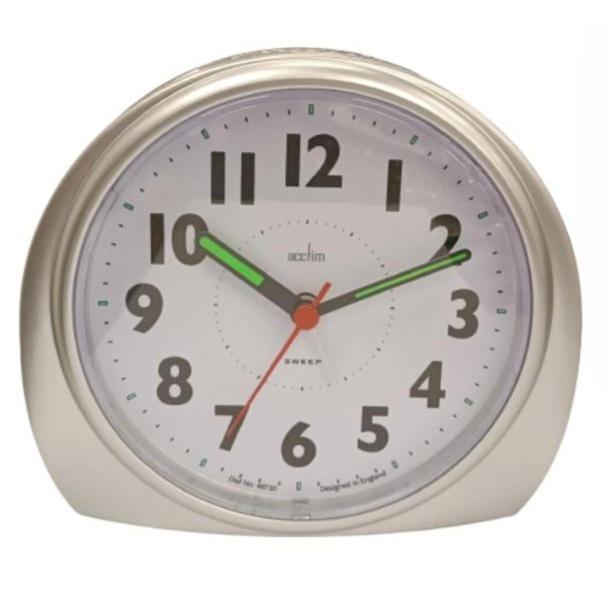 Acctim Jefferson Silent Sweep, Crescendo and Light features Bedside Alarm Clock in Silver - 16487