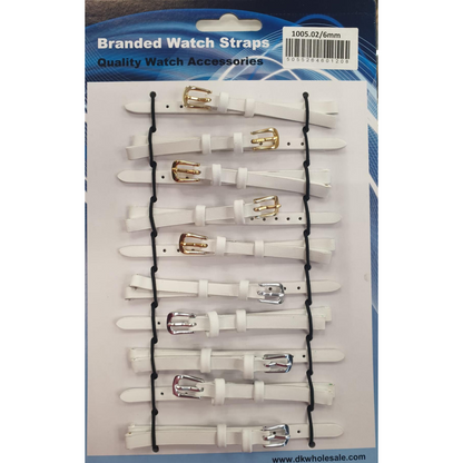 Leather White Watch Straps Pk10 size 6mm 1005.02