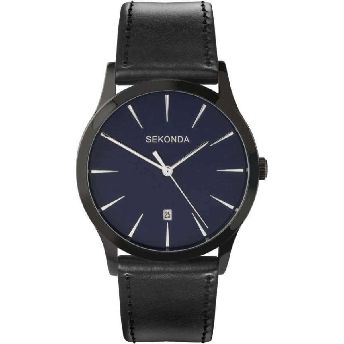 SEKONDA Men's Blue Dial Analogue Display Black PU Strap Watch 3536
