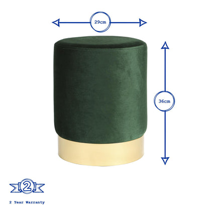 Round Velvet Footstool