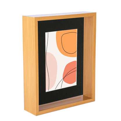 8" x 10" Light Wood 3D Deep Box Photo Frame - with 5" x 7" Mount