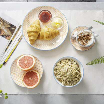 30pc Hand-Printed Floral Stoneware Dinner Set