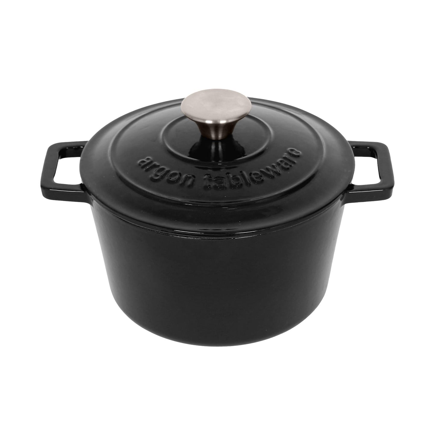 2.8L Matt Black Round Cast Iron Casserole Dish