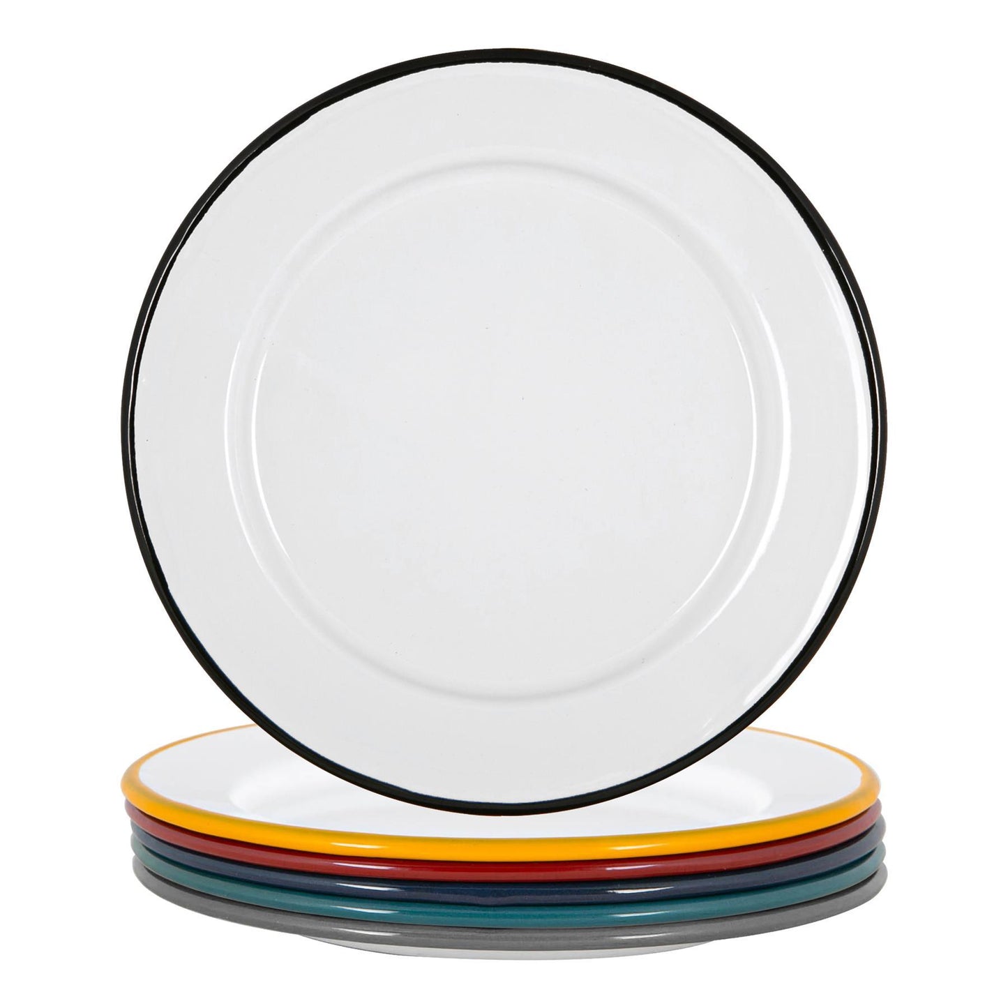 20cm White Enamel Side Plates - Pack of Six