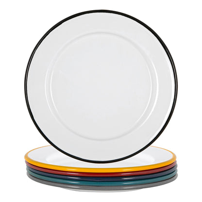 20cm White Enamel Side Plates - Pack of Six