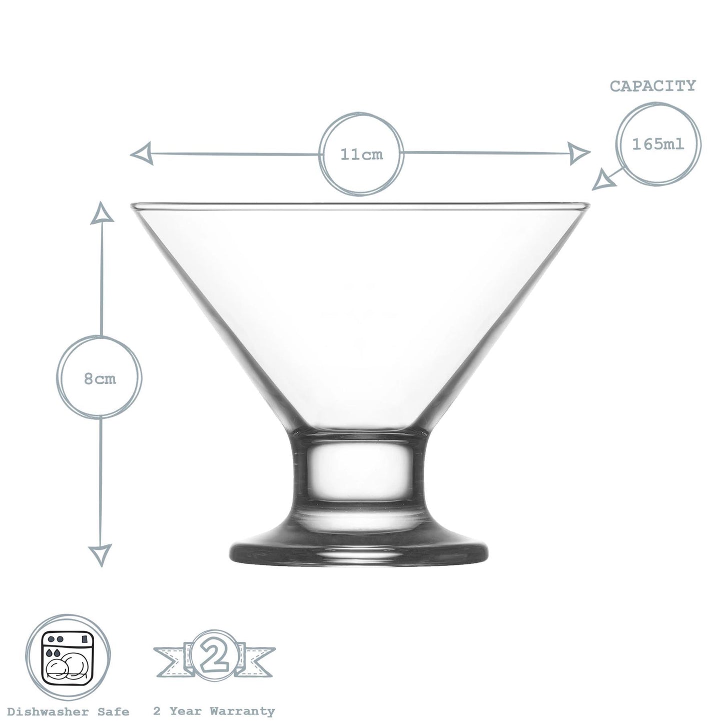 165ml Clear Crema Glass Ice Cream Bowls - Pack of Six