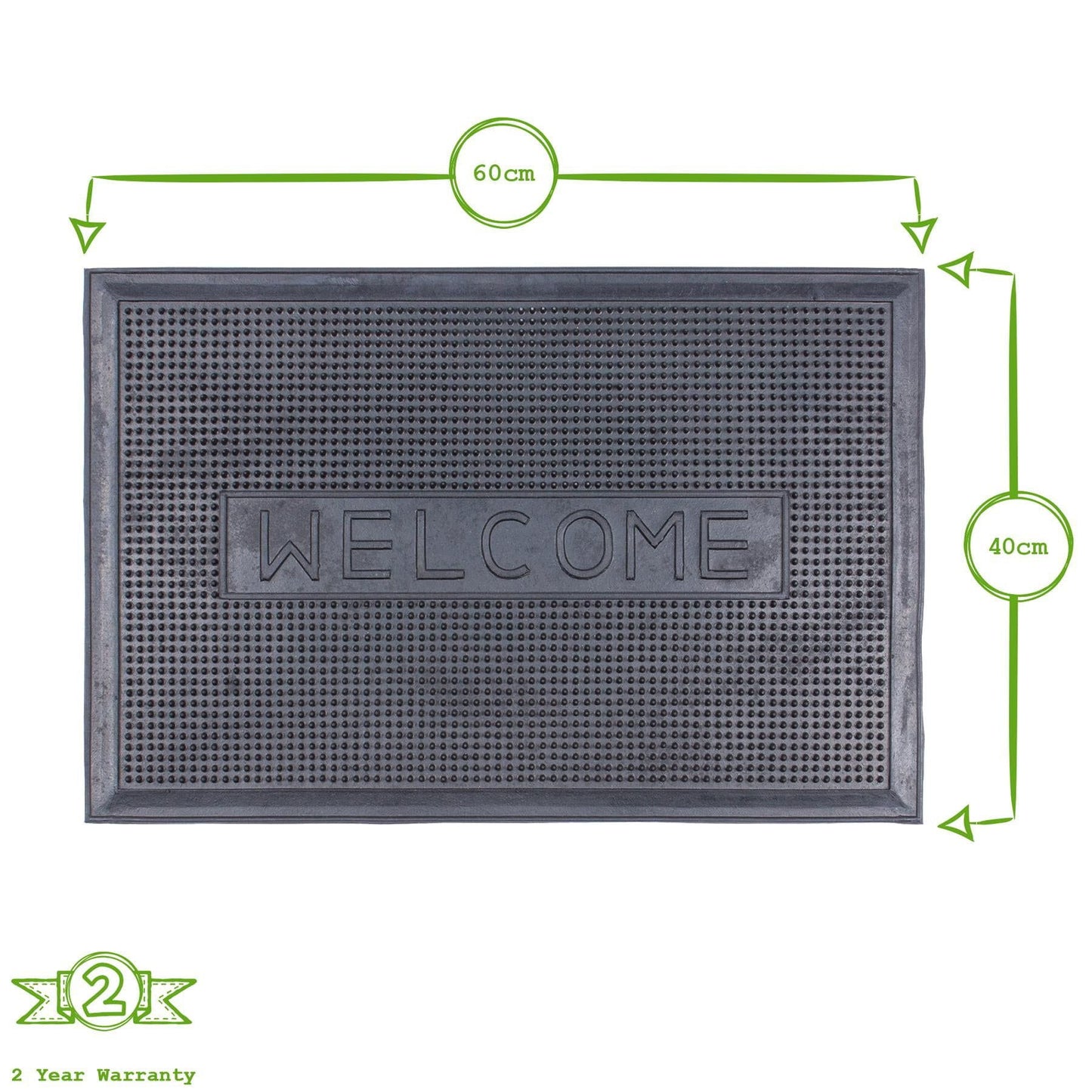 60cm x 40cm Welcome Heavy Duty Rubber Door Mat