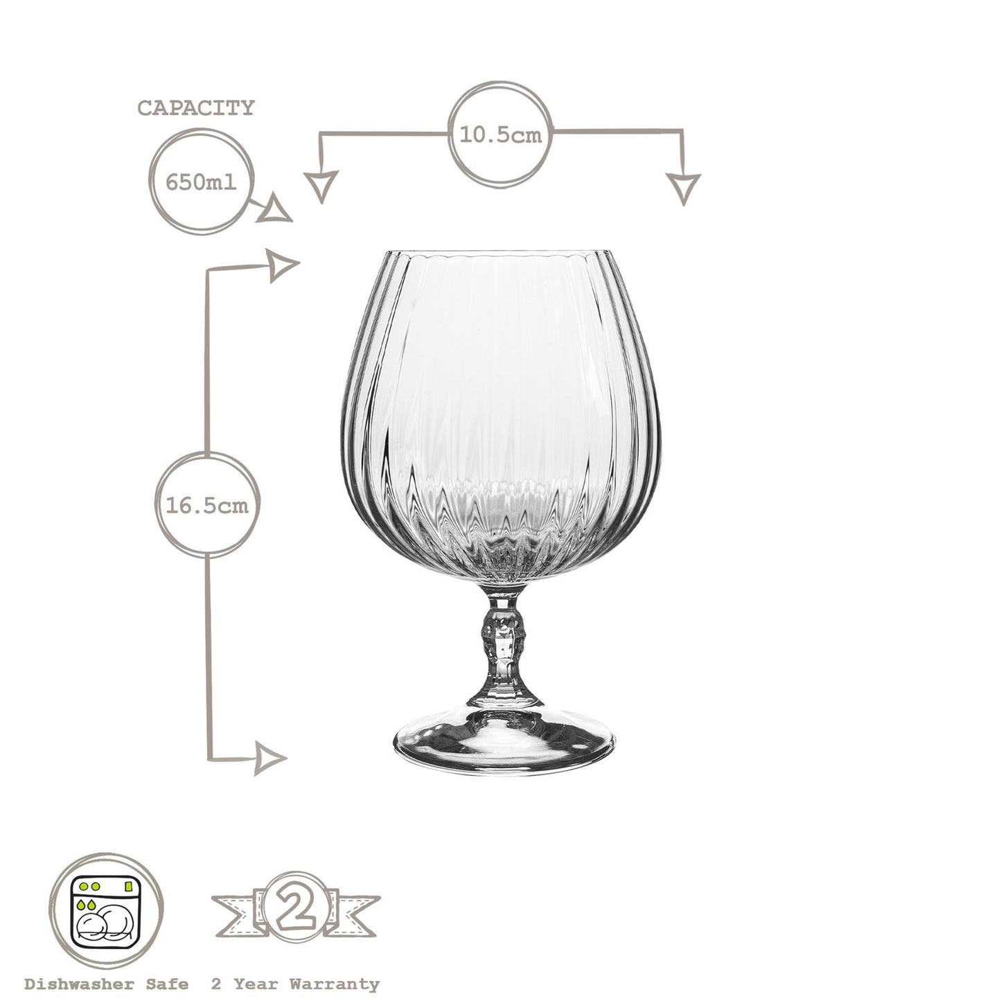 650ml America '20s Brandy Glasses - Pack of Six