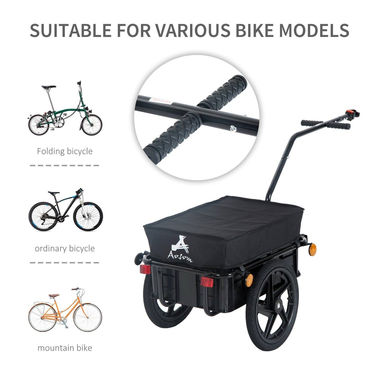 Cargo Trailer Bike Stroller Garden Trolley W/Carrier Utility Luggage & Wheels Black
