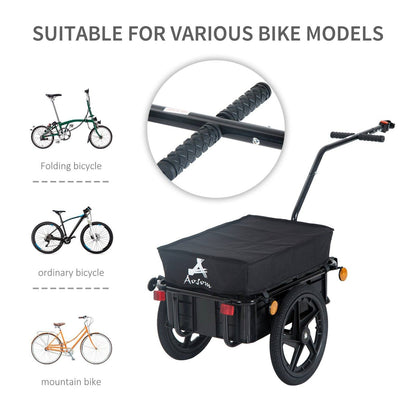 Cargo Trailer Bike Stroller Garden Trolley W/Carrier Utility Luggage & Wheels Black