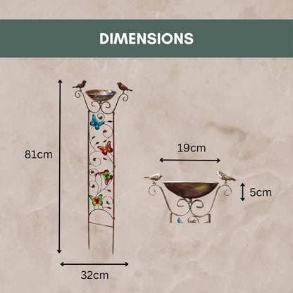Bronze Effect Bird Bath Weatherproof Bowl Stake Garden Trellis