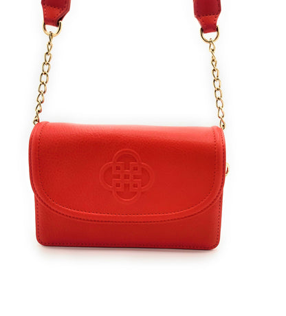 SADDLER HEIDI Real Leather Designer 3 Section Clutch with Chain Strap Detail