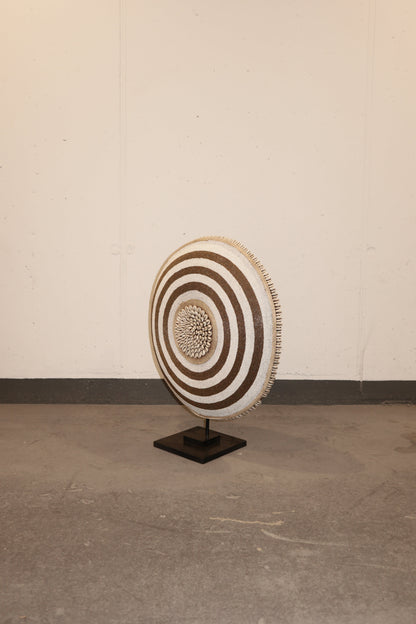 Cameroon Beaded Shield - L - 54cm Black & White 02