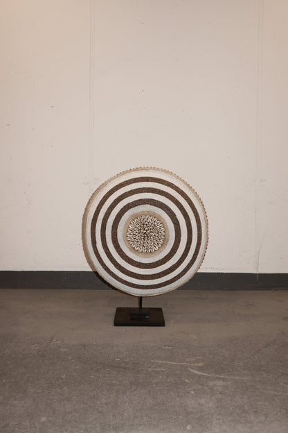 Cameroon Beaded Shield - L - 54cm Black & White 02