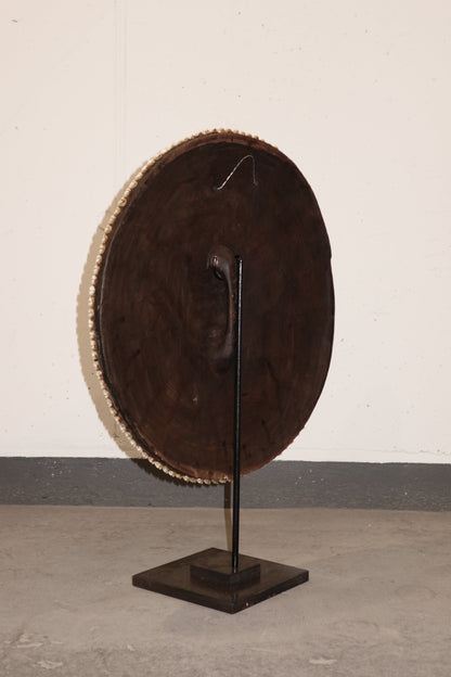 Cameroon Beaded Shield - L - 54cm Black & White 03