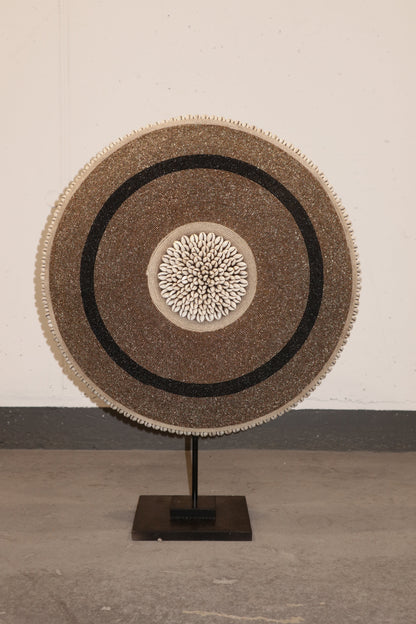 Cameroon Beaded Shield - L - 56cm Gold & Black 07