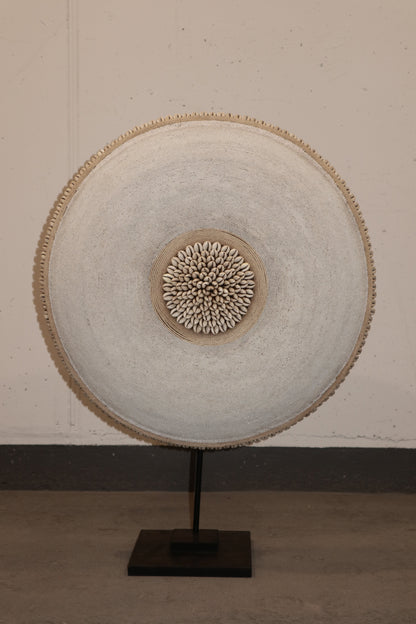 Cameroon Beaded Shield - L - 54cm White 08