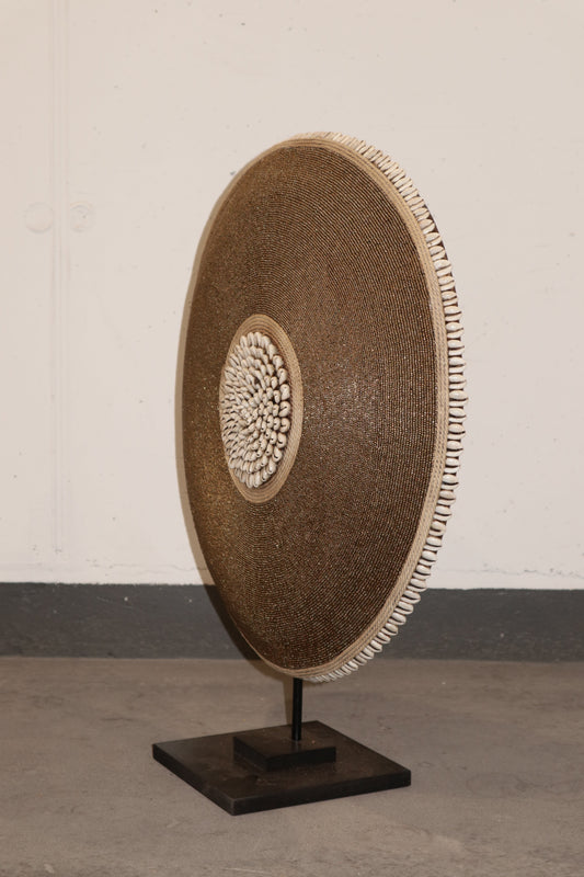 Cameroon Beaded Shield - L - 55cm Gold 09