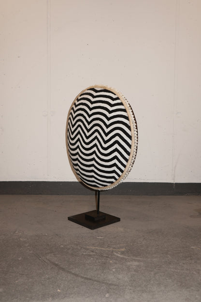 Cameroon Beaded Shield - L - 56cm Black & White 11