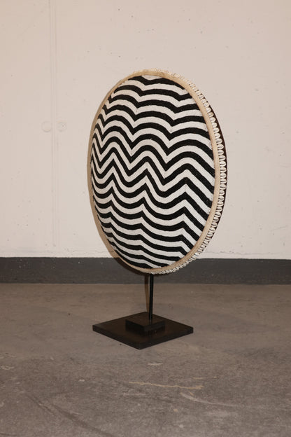Cameroon Beaded Shield - L - 56cm Black & White 11