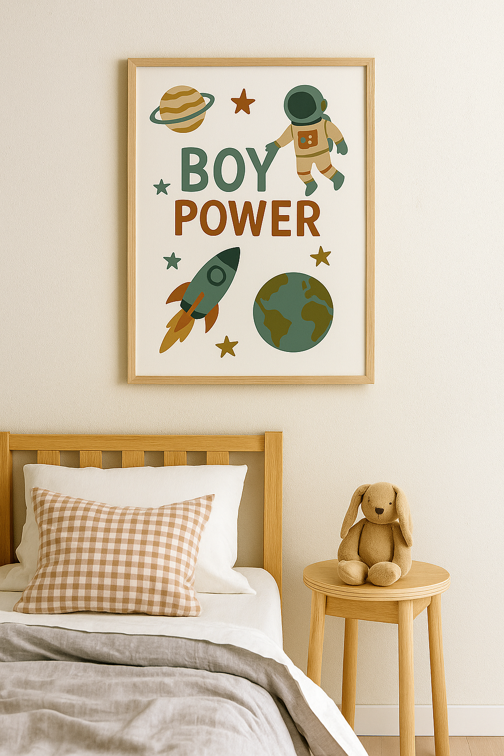 Boy Power – Space Adventure Wall Art for Kids’ Bedroom or Nursery