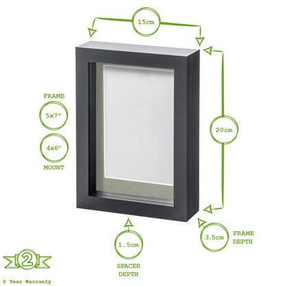 5" x 7" White 3D Box Photo Frame - with 4" x 6" Mount