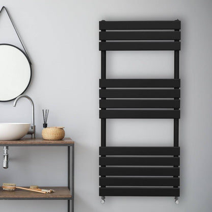 Flat Panel Towel Radiator 1200mm x 500mm Black