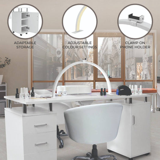Professional Manicure Table & LED Half Moon Lamp