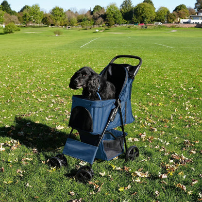 Pet Stroller with Rain Cover Navy Blue
