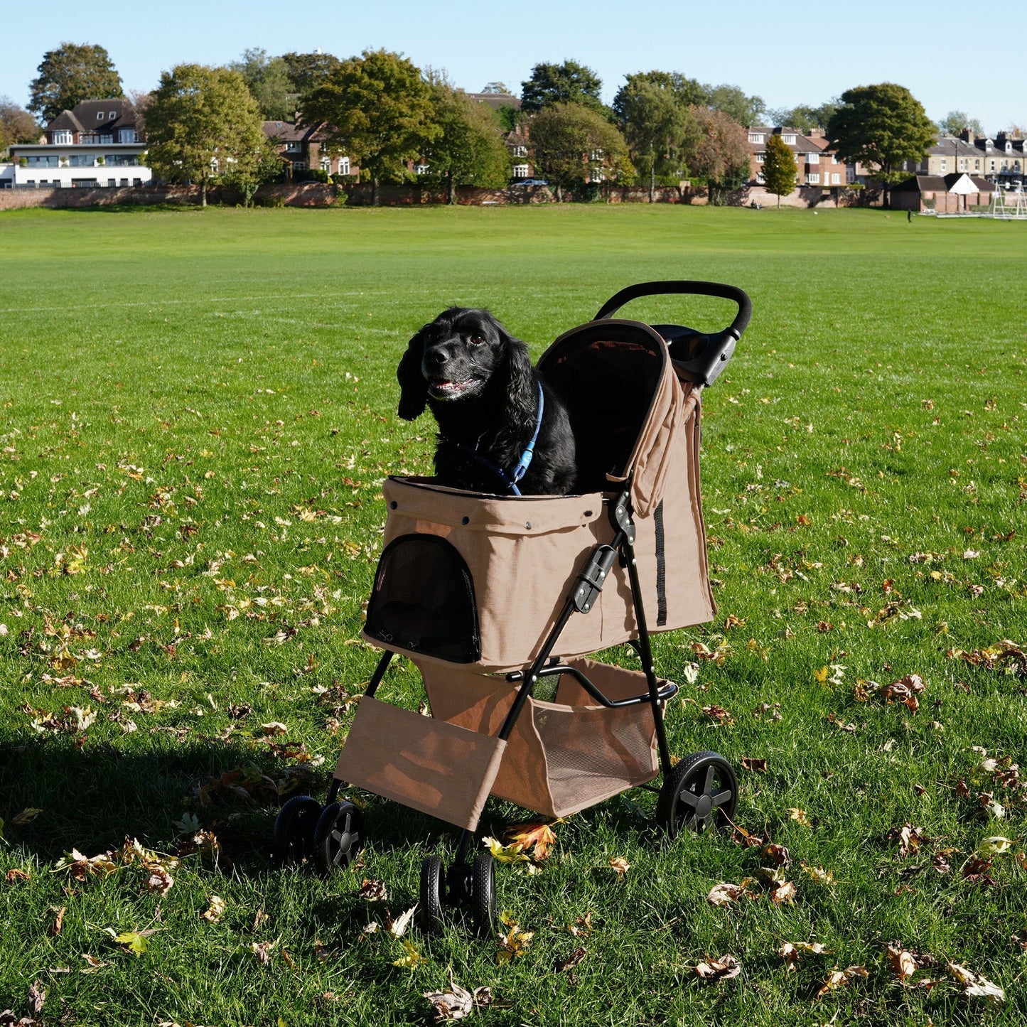 Pet Stroller with Rain Cover Woven Beige