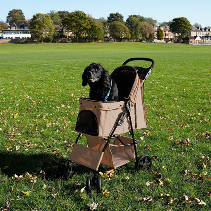 Pet Stroller with Rain Cover Woven Beige