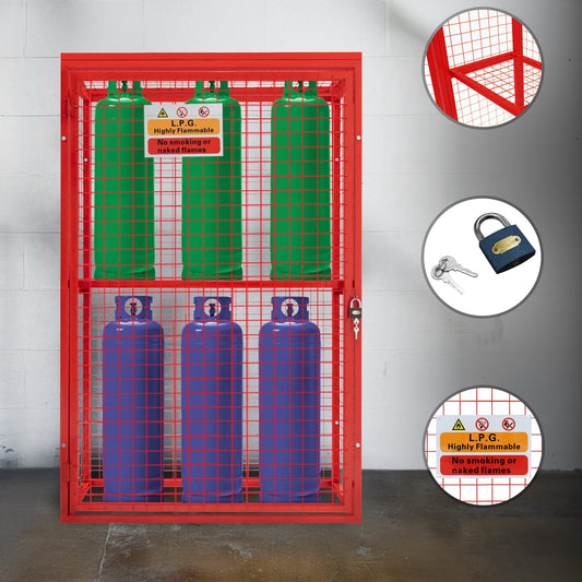 Red Gas Bottle Collapsible Mesh Cage 181cm x 116cm x 57cm