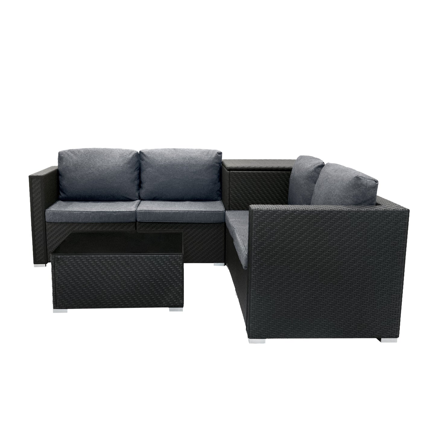 Rattan Modular 6 Piece Furniture Set Black