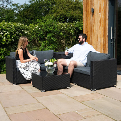 Rattan Modular 6 Piece Furniture Set Black