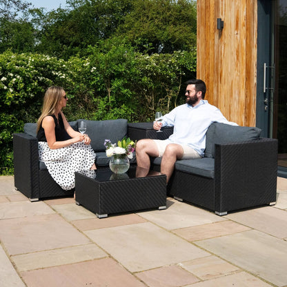 Rattan Modular 6 Piece Furniture Set & 700L Storage Box Black