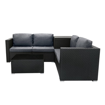 Rattan Modular 6 Piece Furniture Set & 996L Storage Box Black